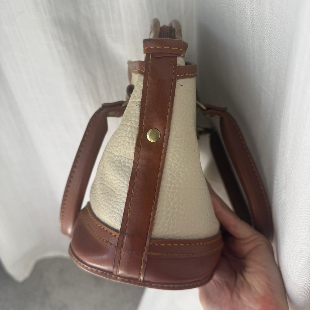 Vintage Dooney & Bourke All Weather Leather Dome Satchel Beige Brown Duck Bag - Picture 5 of 10